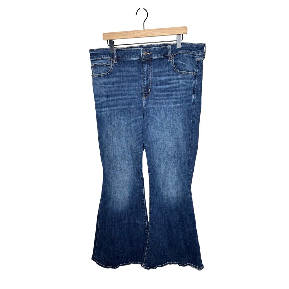 American Eagle Festival Flare Jeans 18 High Waisted Dark Wash Blue Bell Bottom